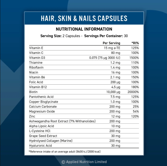 Applied Nutrition Hair, Skin and Nails 60 Capsules