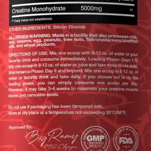 RED-REX-CREATINE-300g- nutritional information