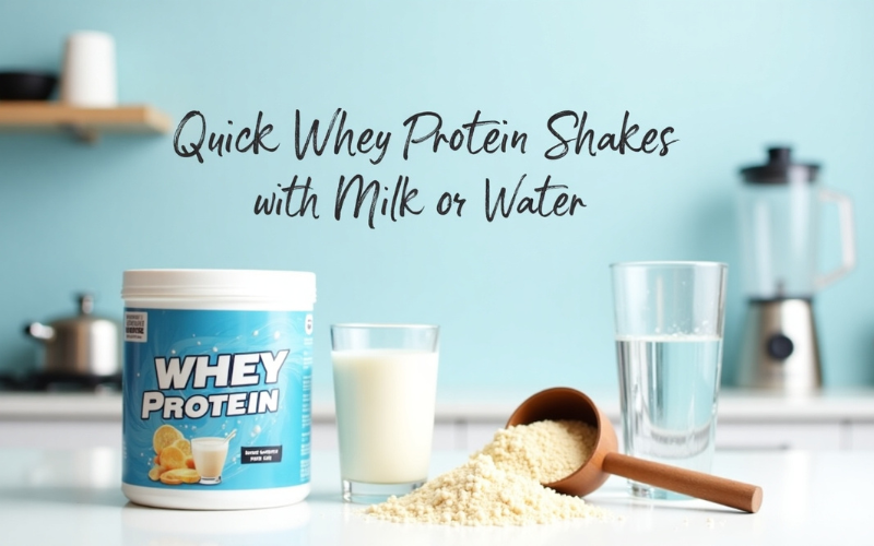Quick whey protein shakes with milk or water